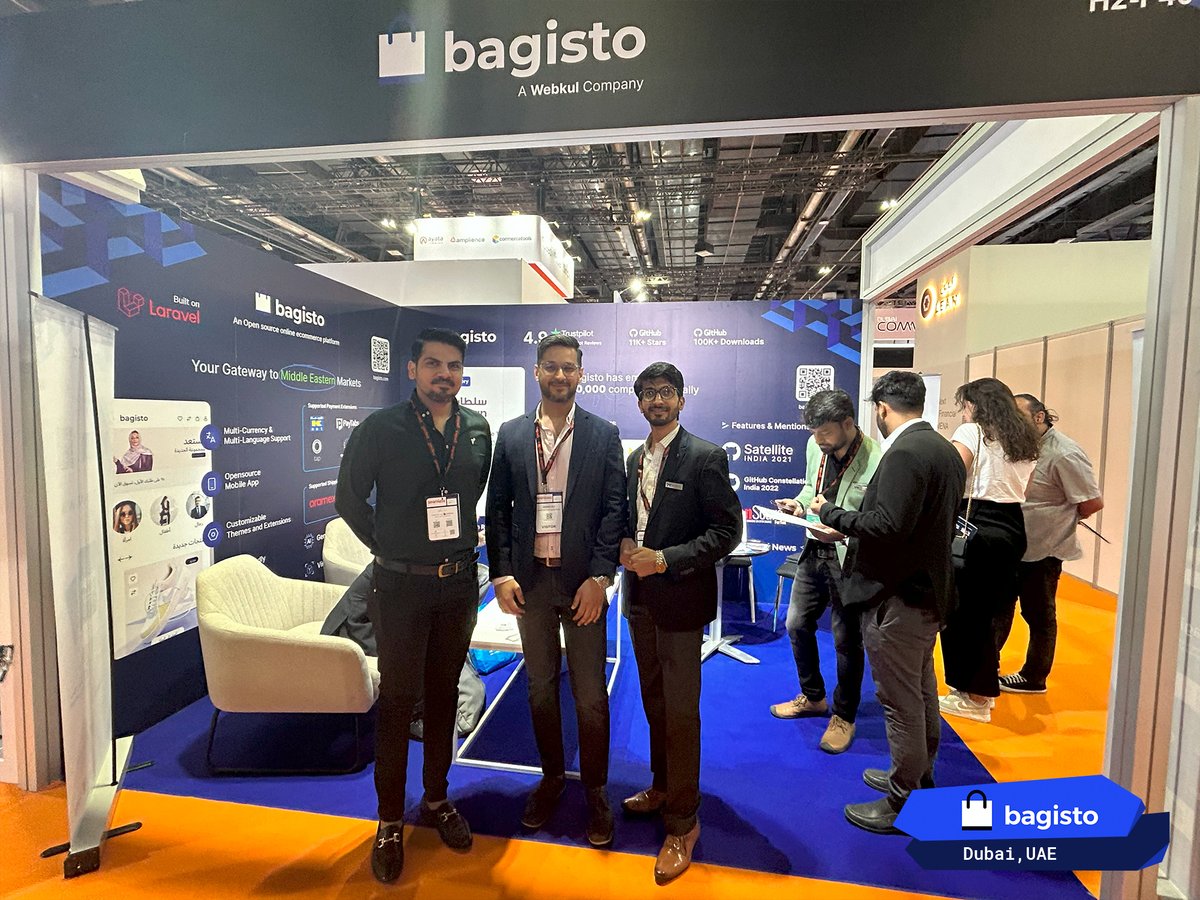 Some glimpses of Day 1 in #bagisto booth H2-F40 at #seamlessDxB.