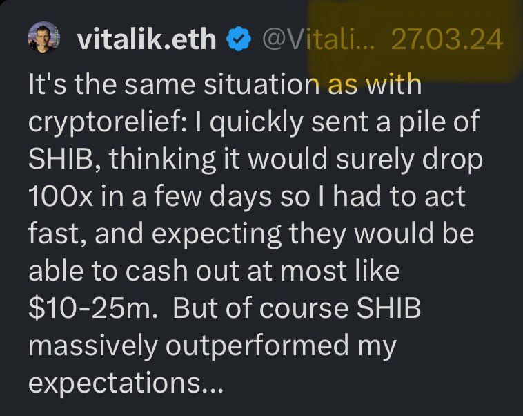 What did @VitalikButerin do for the #SHIBARMY ? The only achievement that entered the currency's history is that half of the supplies were burned.

Does he just stop there? No, of course not. From time to time, he writes about #Shiba and appreciates its development all the time.…