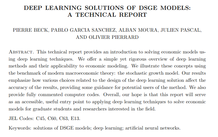 With my colleagues at the BCL, we have just released a short paper on how to solve **economic models** using **deep learning techniques**: 👉bcl.lu/fr/Recherche/p… #EconTwitter