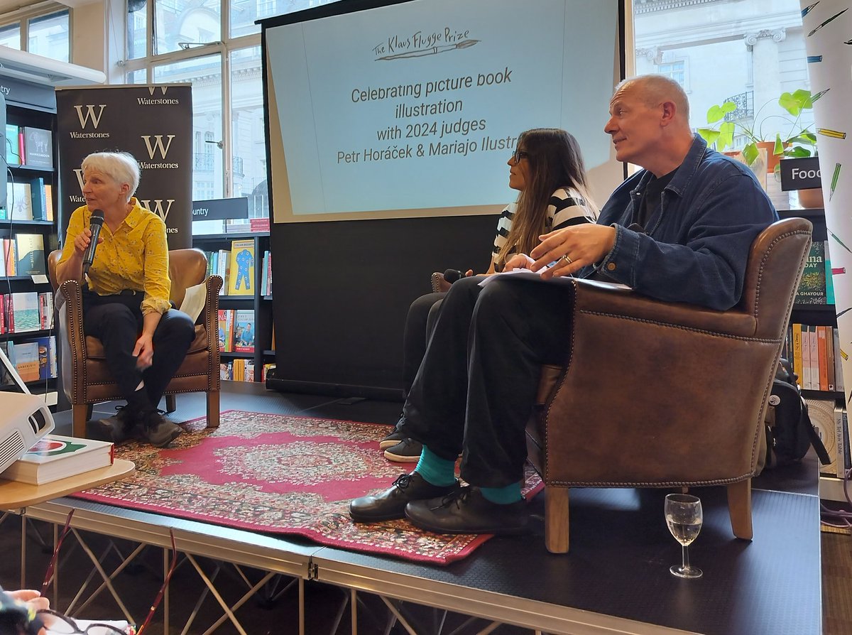Lovely evening celebrating the longlist of @KlausFluggePr Such a fascinating discussion with @PHoracek and Mariajo Illlustrajo chaired by @jeccleshare