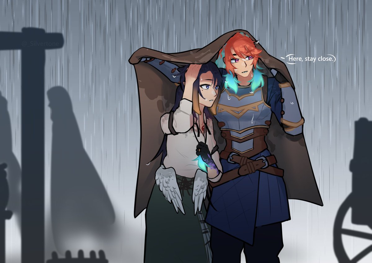 PaHK doodle after forever, they get caught in the rain and 🐔 is a chivalrous knight~