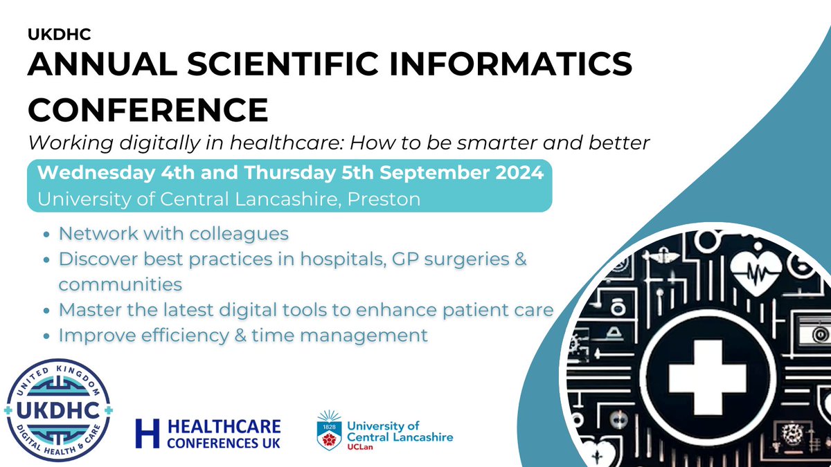 Advance your knowledge in digital health at #UKDHC24 Conference, Sept 4-5. From national updates to innovative practices, it's all here. Join us! ow.ly/Zn2B50Rzcj4 @wangustwallace @jfitzacademical @jamesfreed5 @leasleyahpd @debbiecrohn @emahpinfo @thecsp @orcahahealth