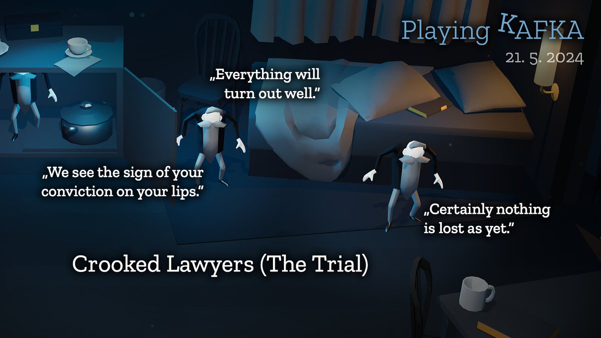 There’s so many of them! They are troublesome, but they might also hold the key to your acquittal. Find out if these lawyers are really so crooked next week, when Playing Kafka releases! 👨‍⚖️ Pre-save on iOS and wishlist on Steam now you won’t miss it: charlesgames.net/playing-kafka-…