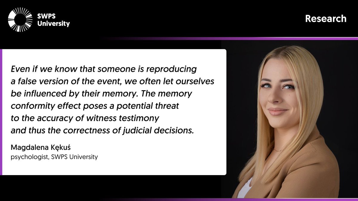 Is your memory better than mine? In the study conducted by #SWPSUniversity and @psychologyUJ, more than 21% of people trusted the memories of others, even if those memories recalled the event differently. ✅bit.ly/4baPs98
