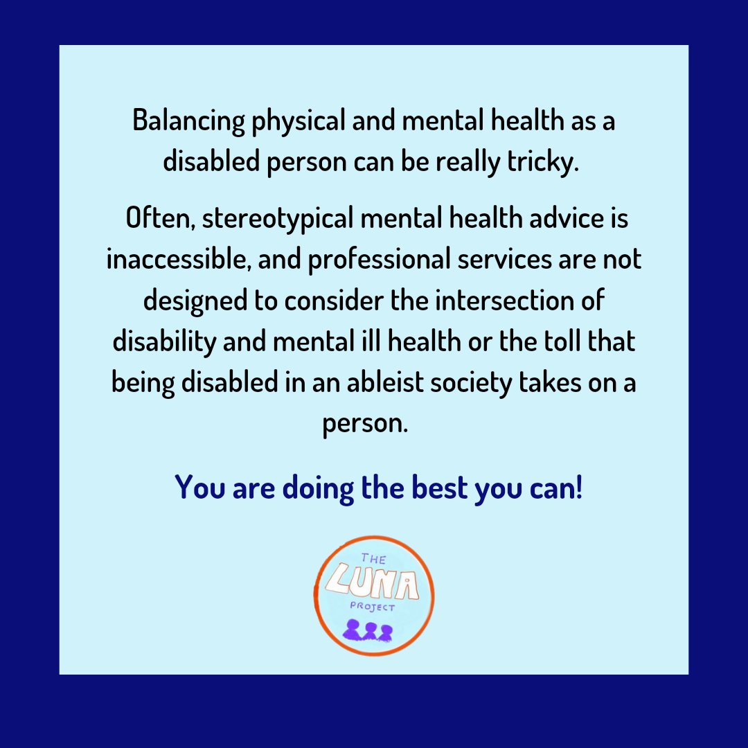 This #MentalHealthAwarenessWeek, it is important to highlight how much of the discussion around managing mental health remains inaccessible to the disabled community. 

#Disability #ChronicIllness #MentalHealth #YouthLed #YoungPeople 1/3
