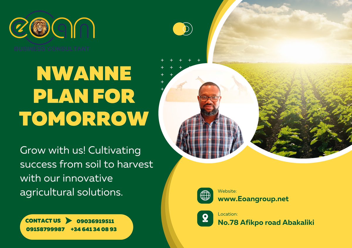 Invest with us and grow with us, Cultivating success from soil to harvest with our innovative agricultural solutions!! 

#igbo #IgboAmaka #agriculture #business #onitsha #anambra #imo #abia #ebonyi #enugu