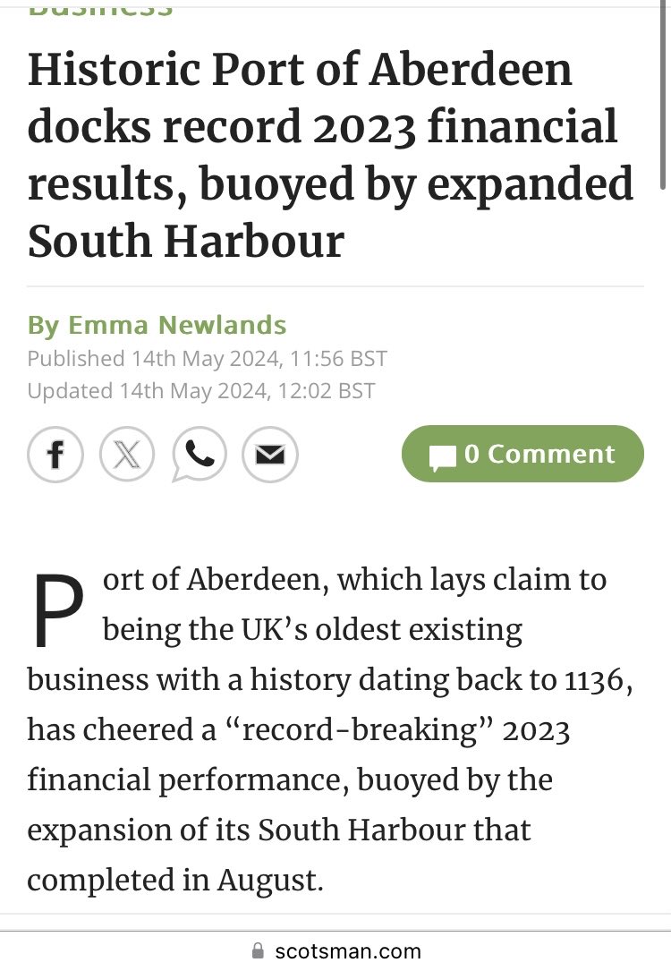 WHAT’S THAT.. RECORD RESULTS?
Port of Aberdeen BOOOOOMING!
Under the SNP Business Policies to help expand trade..we can continue to be successful.
So don’t lose it all..
Don’t believe Labour and Conservative Lies.