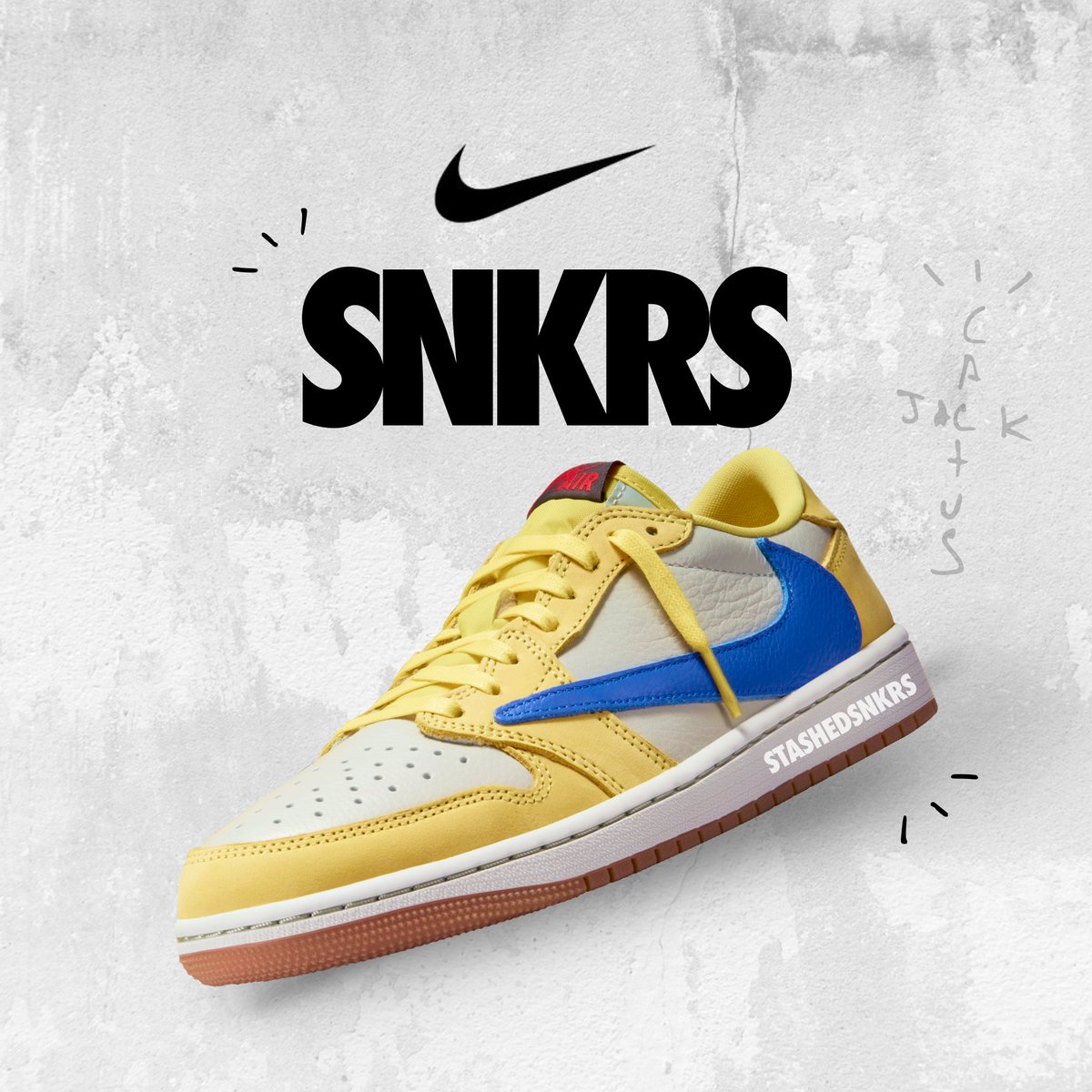 🌵🍋 RELEASE UPDATE The Canary Travis Scott x Air Jordan 1 Low is now releasing on May 25th. The early drop on SNKRS and all other early release info ⬇️ stashed-sneakers.com/blogs/news-and…