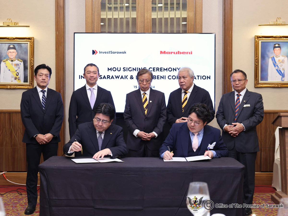 MoU signing between InvestSarawak and Marubeni Corporation at Sarawak Legislative Assembly witnessed by Premier of Sarawak, Abang Jo.

The MoU outlines a collaborative effort to conduct a joint pre-feasibility study aimed at establishing a commercial-scale Sustainable Aviation…