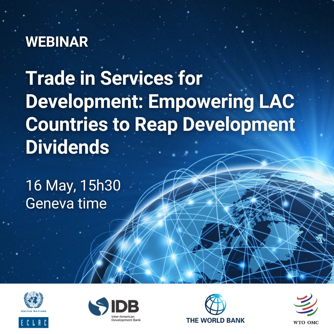 How can we enhance developing countries' participation in global trade and their trade capacity? Join us on 16 May to explore the role of services trade and its development impact, focusing on Latin America and the Caribbean (LAC). Register here: bit.ly/3WDmo6p