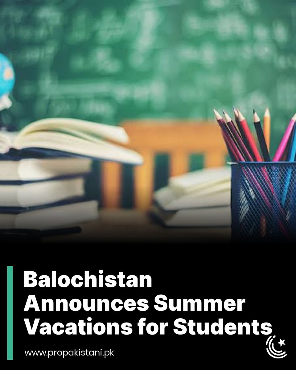 Heat-prone areas will have summer breaks from May 15 to July 31, while colder regions will enjoy a 10-day vacation from July 22 to July 31.

Read More:  propakistani.pk/2024/05/15/bal… 

#Balochistan #SummerVacation #SummerHolidays
