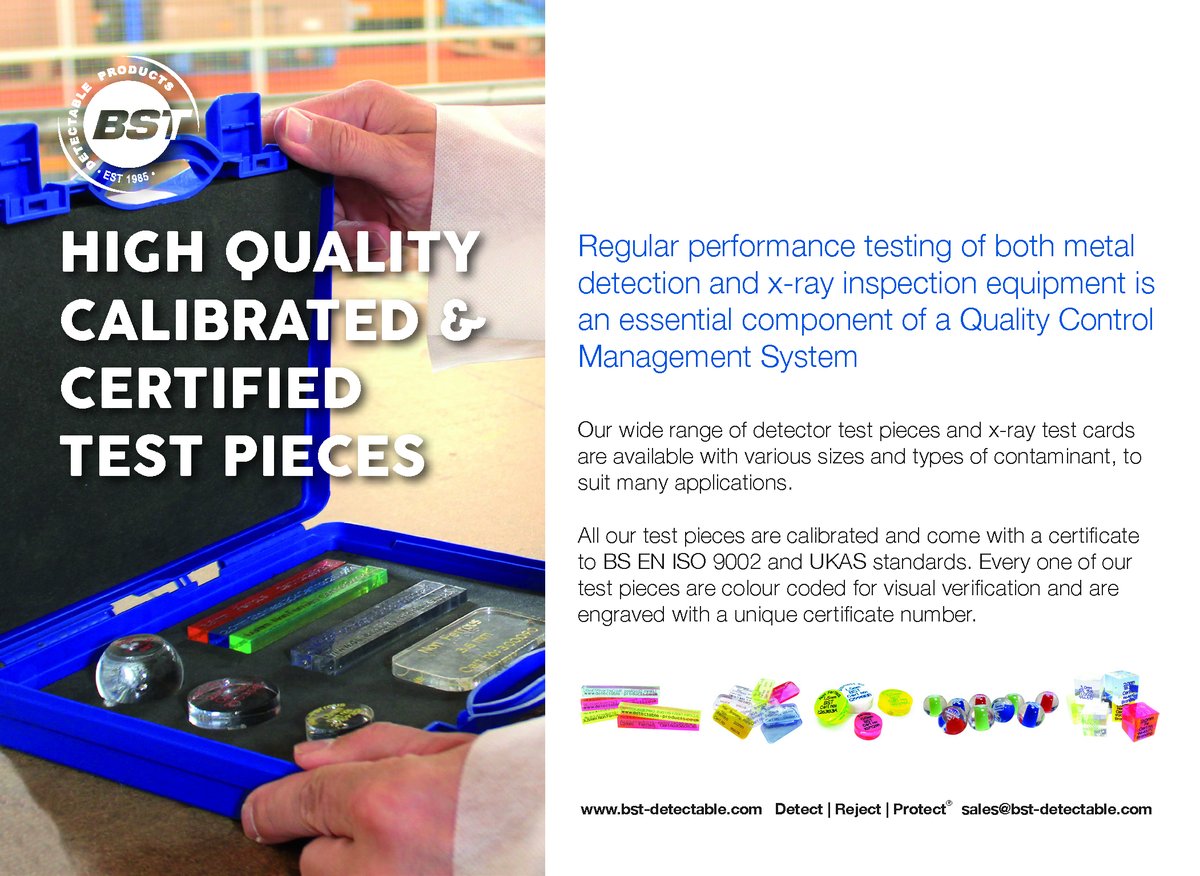 Ensure equipment integrity with BST's #testpieces for metal detectors and X-ray equipment. Our range meets regulatory standards, offering various sizes and contaminants.
bst-detectable.com/detectable/tes…
Detect | Reject | Protect
#FoodSafety #QualityAssurance #MetalDetection #XRayEquipment
