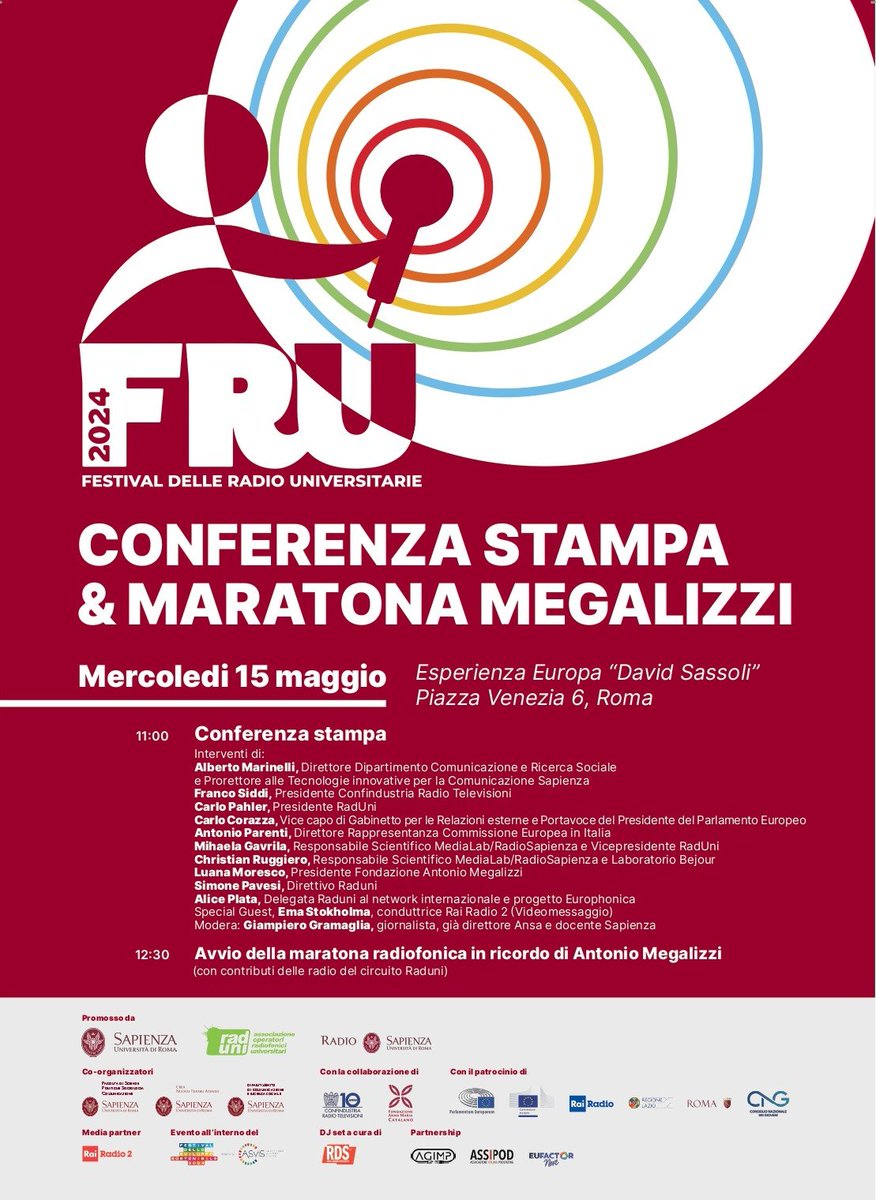 Maratona Megalizzi - Conferenza stampa alle 11.00 @fondmegalizzi @SapienzaRoma @RaiRadio2 @RDS_official @ConfindustriaTv @emastokholma @frasisam @Europarl_IT @DavidSassoli