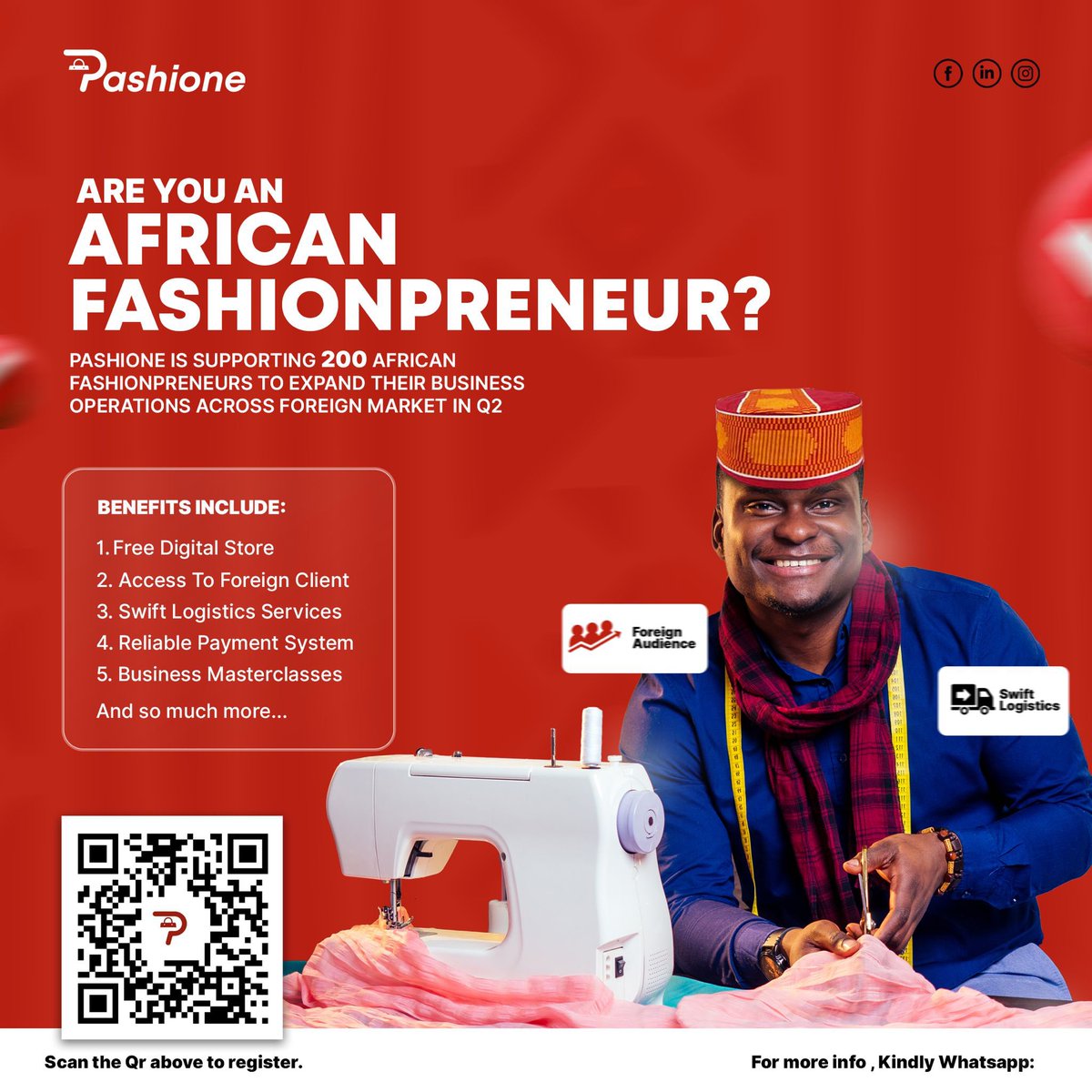 Pashione's 200-Vendor-Support Initiative for African Fashionpreneurs is now open!

Register now by clicking the link: docs.google.com/forms/d/e/1FAI…

#AfricanFashion #Fashionpreneur #MichaelFasere #Pashione #WomenInBusiness