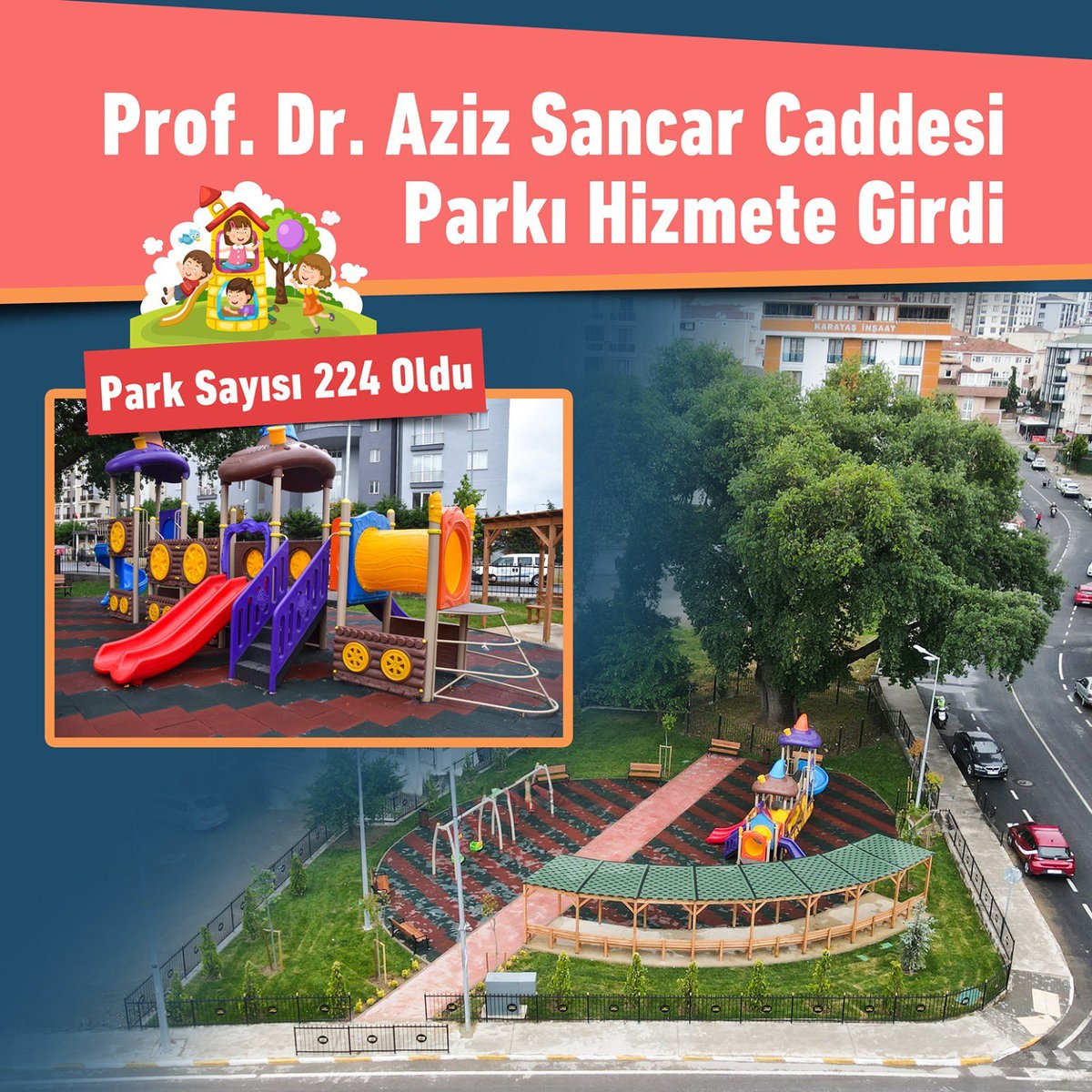 🌳🛝 Prof. Dr. Aziz Sancar Parkı'mızı da tamamlayarak Pendik'imizdeki park sayısını 224'e çıkardık. 770 metrekarelik yeni parkımızda, eğlenceli oyun grupları, rahat oturma alanları ve asırlık anıt ağaç sizleri bekliyor. Komşularımıza hayırlı olsun. 📍Kurtköy Mahallesi