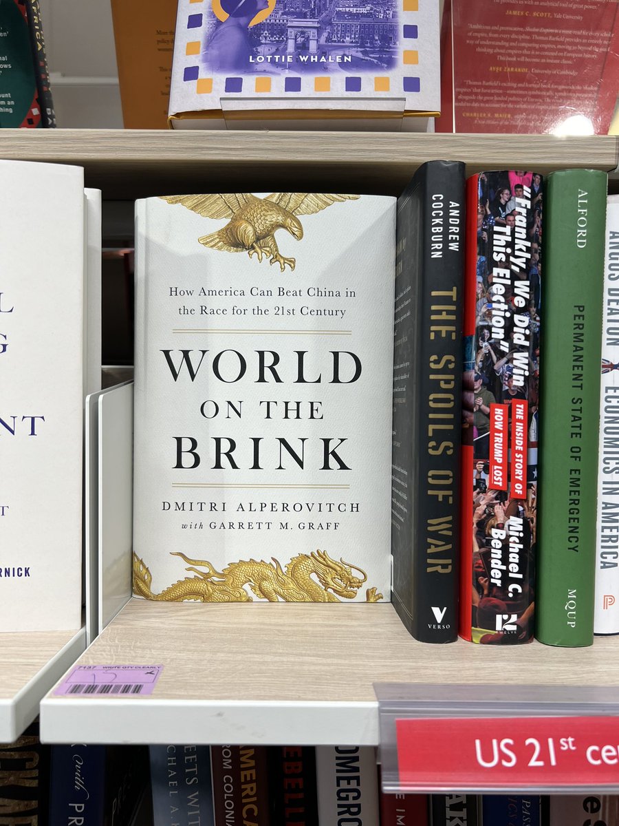 Spotted in the wild, on the shelves of @Foyles in London: “World on the Brink” by @DAlperovitch (with @vermontgmg).