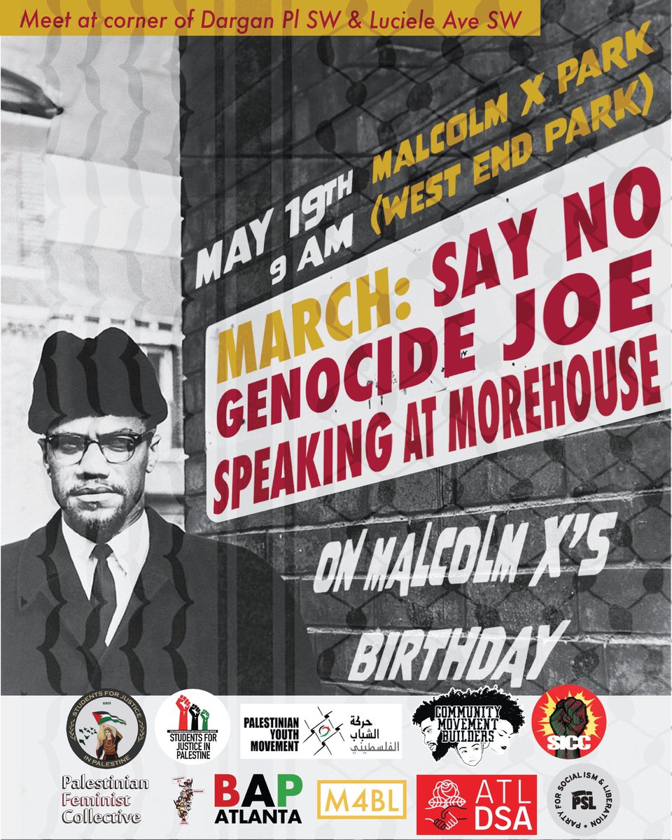 “A social movement that only moves people is merely a revolt. A movement that changes both people and institutions is a revolution.” Martin Luther King Jr. Morehouse students don't let them use you to give cover for genocide. Atl show them you say no to Genocide Joe