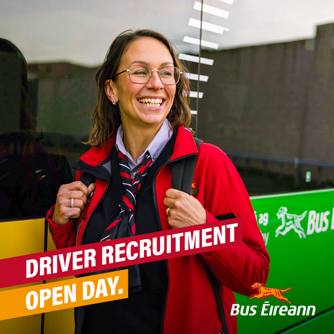 Have you a B, C or D Licence? Interested in pursuing a career in Galway with purpose? Start your journey with Bus Éireann and come to our Driver Open Evening on 16 May from 5pm to 8pm at Gullanes Hotel, Ballinasloe, Co Galway H53 DC99. See careers.buseireann.ie for information