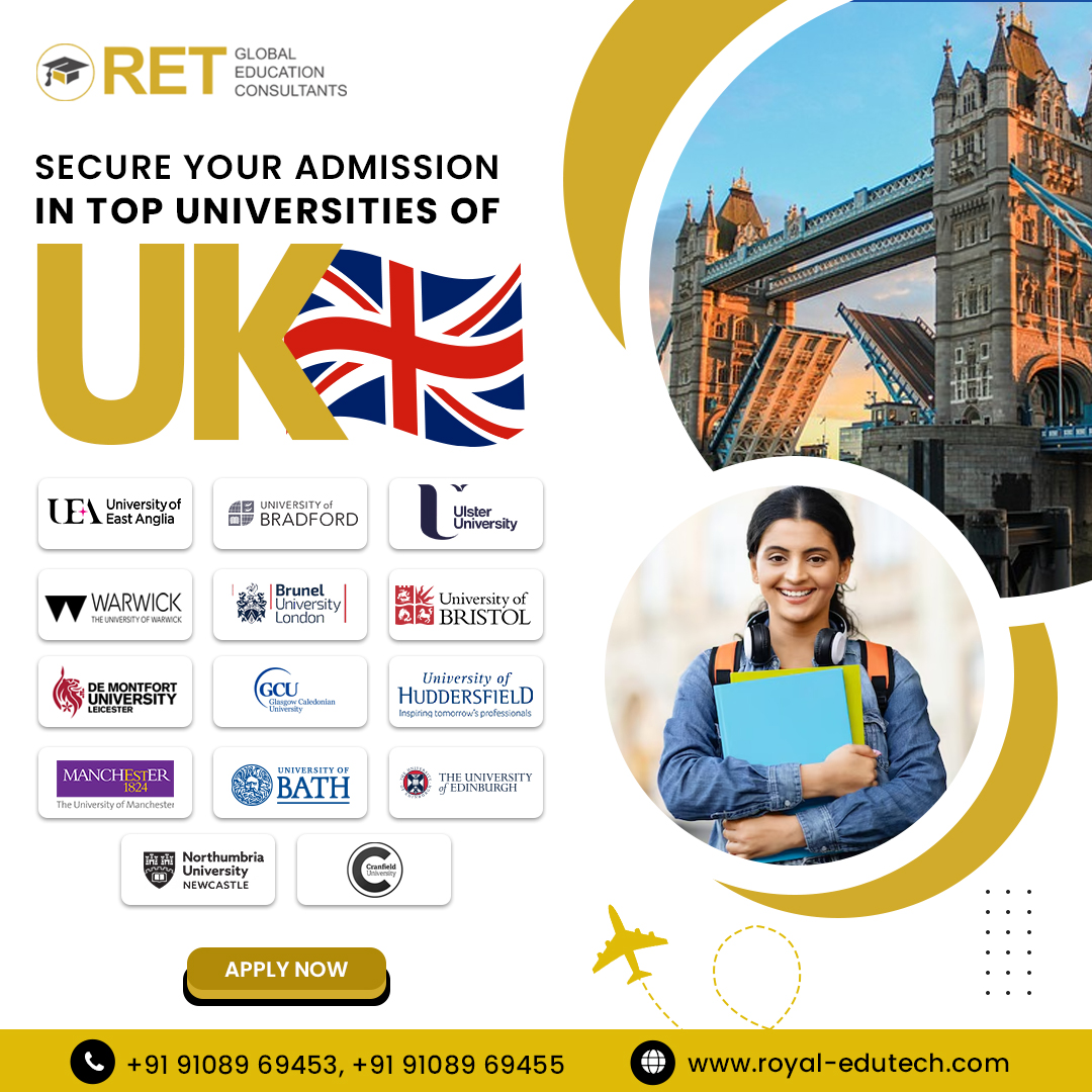 Want to study in the best UK universities? Come join us at Ret Global Education! 🌟 We'll help you get there step by step. You'll find lots of great opportunities waiting for you. #RETConsultants #RET #StudyAbroad #DreamDestination #GlobalEducation #KnowledgeIsPower