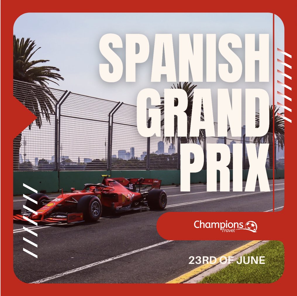 The Spanish Grand Prix takes place on the 23rd of June and you could be there! 🏎 🏁

Find out more here: 
champions-travel.com/tickets/formul…

 #SpanishGrandPrix #Racing #F1 #June #ChampionsTravel