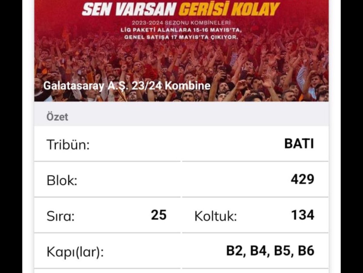 GALATASARAY-Fenerbahçe derbi maçına  yan yana 3adet 401 blok, 1 adet 429 blok batı Üst GS yedek kulübesi arkası kombine BİLETLER MEVCUT ilgilenenler dm 05052707655 #GSvsFB #biletarıyorum #bilet #biletvar #kombinedevir #DERBİ #kombinedevret #kombine  #Galatasaraybilet #Gsbilet