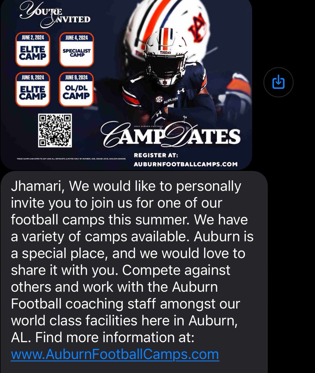 ReidJhamari's tweet image. Thank you @AuburnFootball for the camp invite #AllGloryToGod