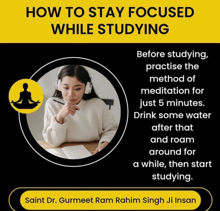 #SaintDrMSG Ji Insan gives us many #BestStudyTips on how we balance between studies and so on activities with growing good memory power.
#BestTimeForStudy
#StudyTips
#HowToLearnFast #ProvenStudyTips
#DeraSachaSauda #DrMSG
#SaintMSG #SaintDrMSGInsan
#RamRahim #BabaRamRahim