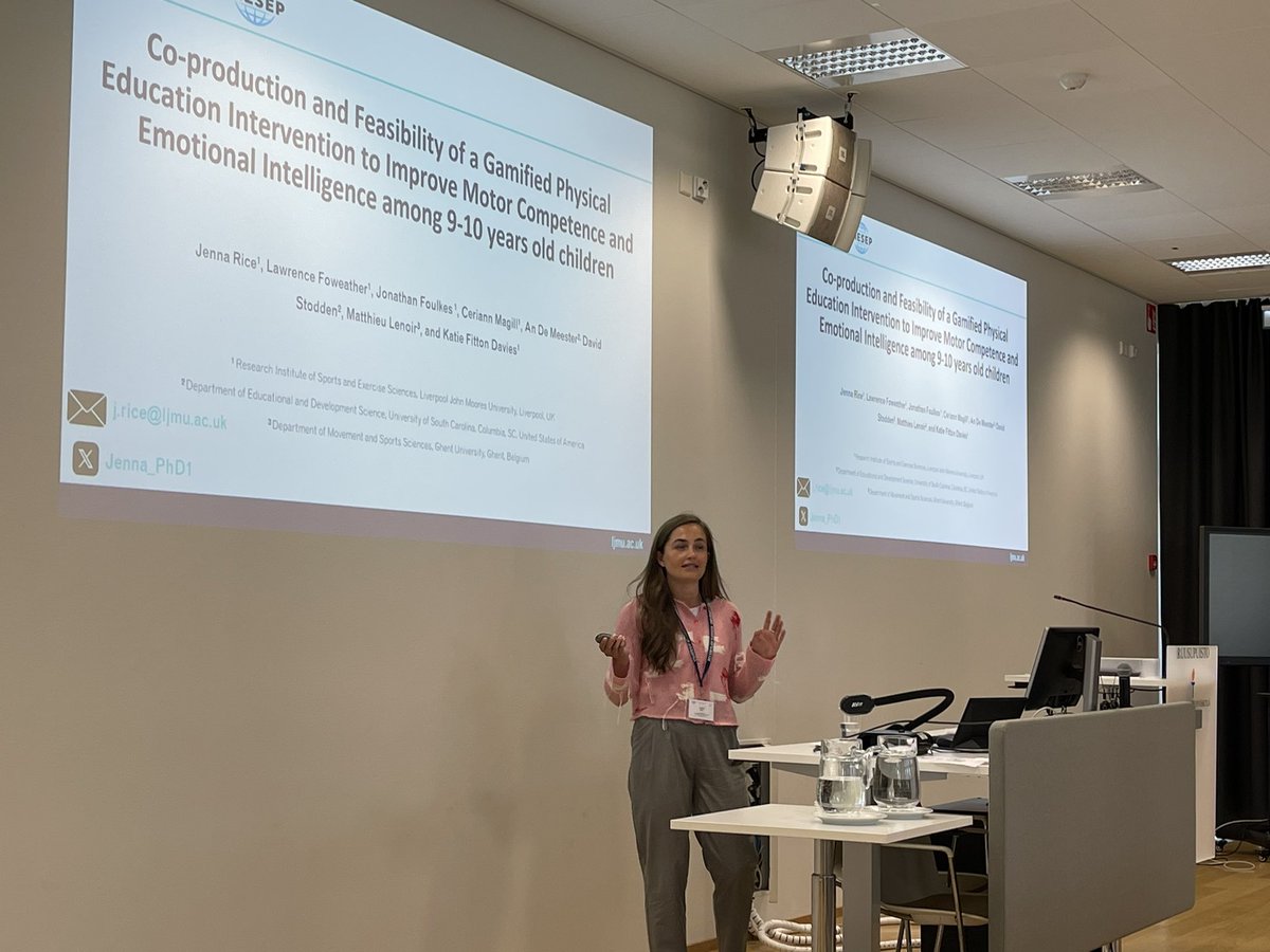 Well done to @Jenna_PhD1 who presented her PhD research on the co-development and feasibility of a gamified PE curriculum to improve motor competence and emotional intelligence at #AISEP2024 this morning @Kate_PhD22 @LJMUSportSci