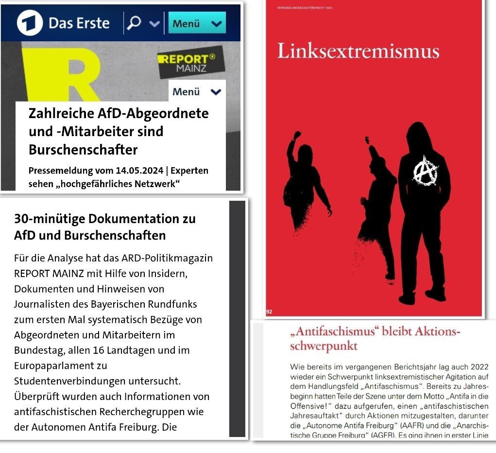 Für die Doku über Afd und Burschenschaften überprüft Report Mainz Informationen der Autonomen Antifa Freiburg. Laut der ARD eine 'antifaschistische Recherchegruppe' - der Verfassungsschutz Baden-Württemberg bezeichnet sie als linksextremistisch. #ReformOerr #OerrBlog