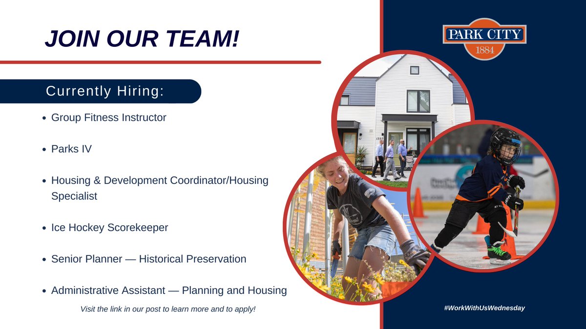 We're always looking for great people to #JoinOurTeam.
• Group Fitness Instructor
• Parks IV
• Housing & Dev. Coord./Housing Spc.
• Ice Hockey Scorekeeper
• Senior Planner — Historical Preservation
• Admin Asst. — Planning/Housing

#WorkWithUs: bit.ly/3HxA9bC