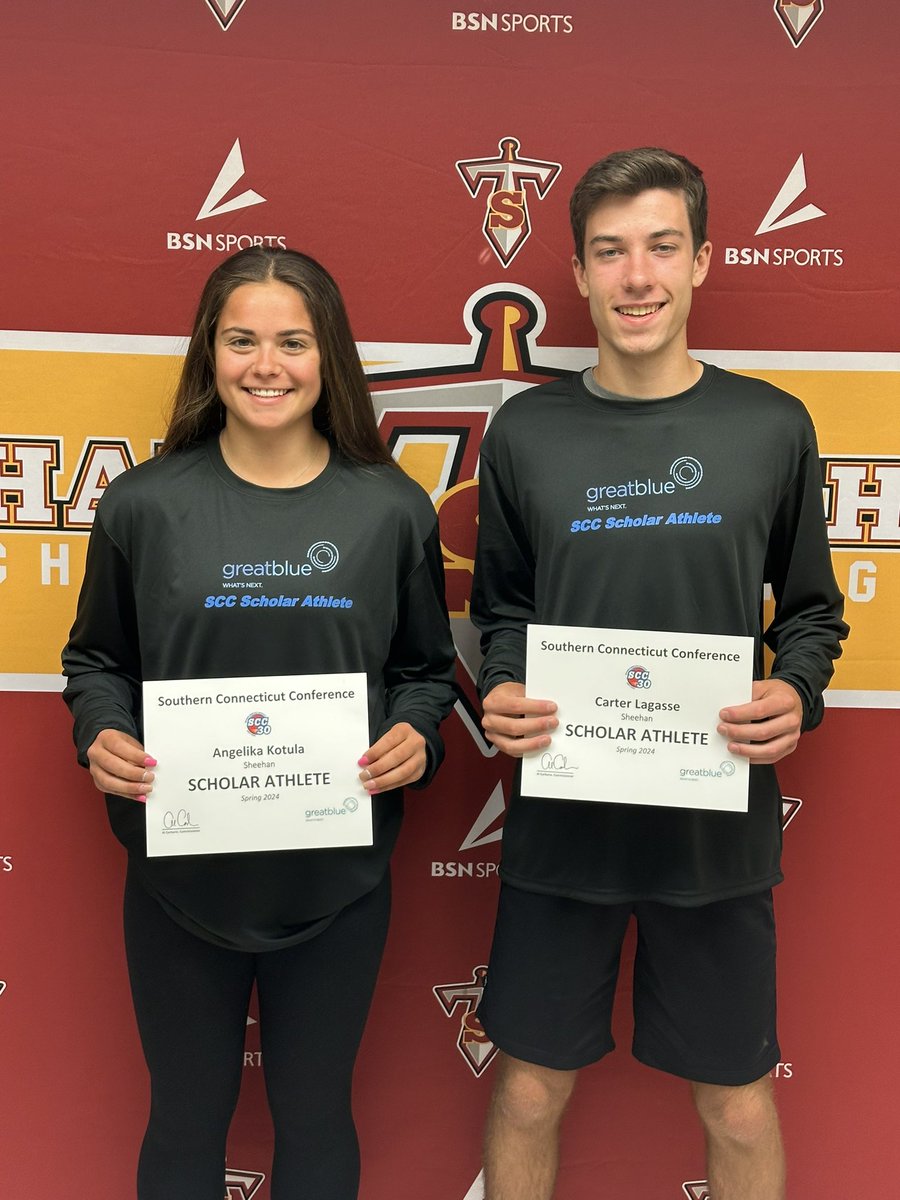 Congratulations to our SCC Spring Scholar Athletes, Angelika Kotula (Girls Track) and Carter Lagasse (Boys Tennis)!! Thank you to Great Blue Research for sponsoring this Award. @scccommissioner @GBResearch