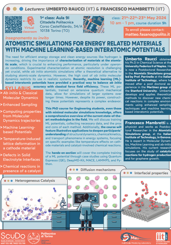 #AppuntamentiPoliTO 📅21 - 23 May 2024 Atomistic Simulations for Energy Related Materials with Machine Learning-Based Interatomic Potentials ℹ️polito.it/ateneo/comunic…