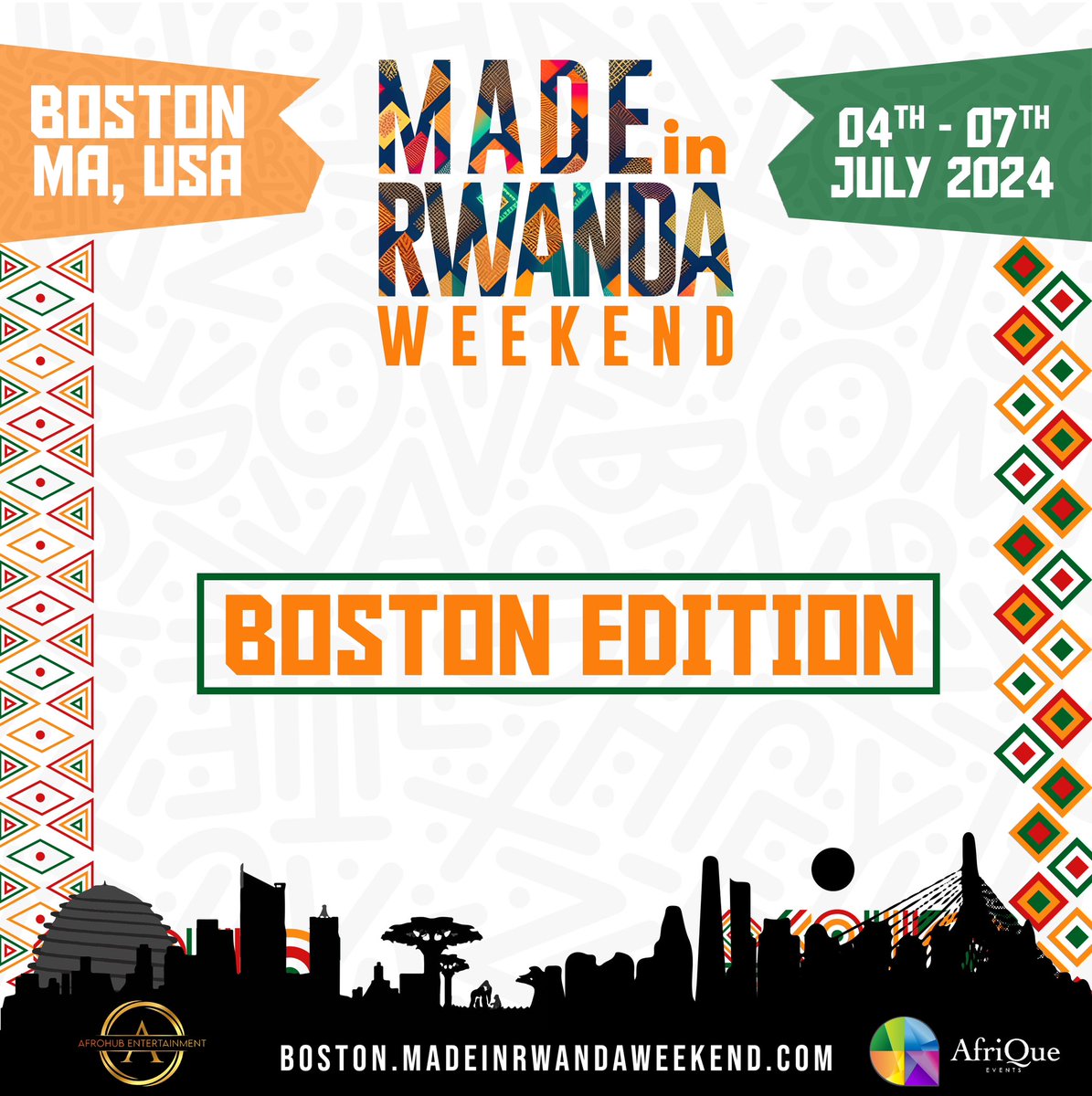 Erno250 (@ernesto_ugeziwe) on Twitter photo Welcome to the inaugural Made in Rwanda Weekend, Boston Edition! A vibrant celebration, set against the backdrop of summer in Boston from July 4th to July 7th, 2024. Made in Rwanda Weekend is more than just a weekend — it is a movement, Organized by #AfroHub and <a href="/IAMRoyAfrique/">iAmAfriQue.com</a> , Welcome to the inaugural Made in Rwanda Weekend, Boston Edition! A vibrant celebration, set against the backdrop of summer in Boston from July 4th to July 7th, 2024. Made in Rwanda Weekend is more than just a weekend — it is a movement, Organized by #AfroHub and <a href="/IAMRoyAfrique/">iAmAfriQue.com</a> ,