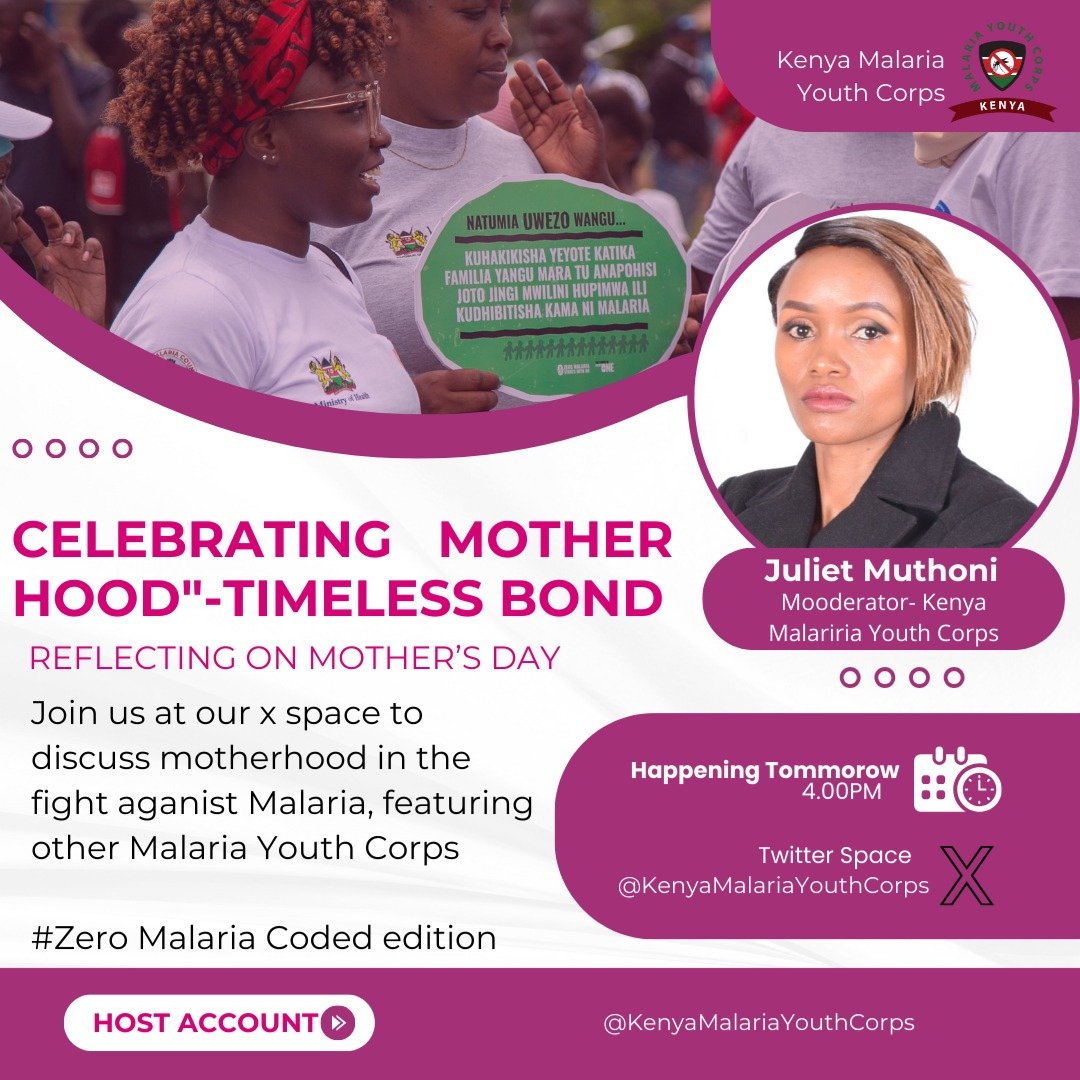 Join us as we discuss roles of mothers in the fight aganist malaria.
#ZeroMalaraiaYouthKE
@MalariaYouthKE @MalariaYouthUG @malariacorps @malariacorpstz