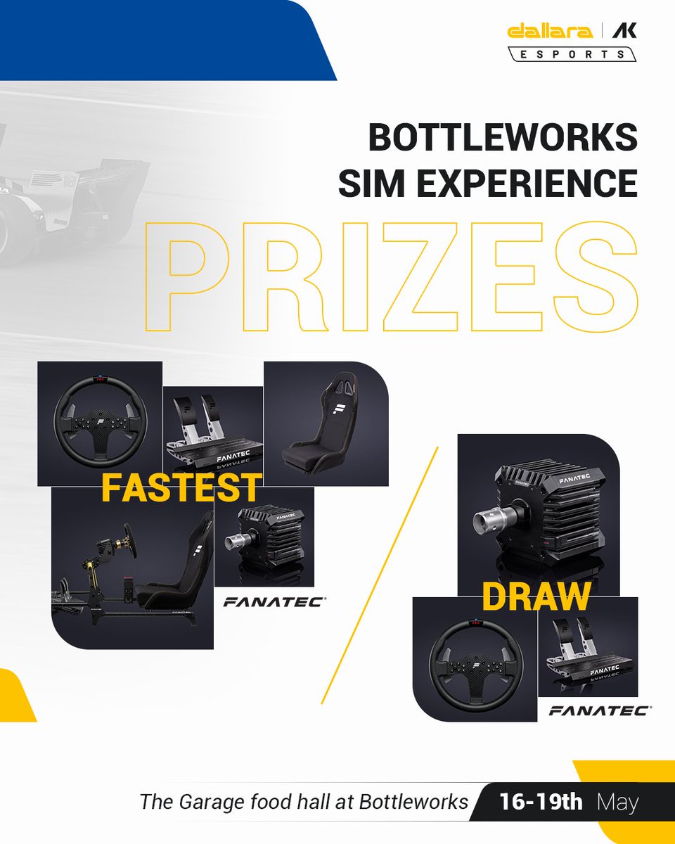 Get ready for an unforgettable experience! 🔥 🗓️ May 16-19 📍 The Garage FoodHall @ Bottleworks, 906 Carrollton Avenue, Indianapolis 🎮Dallara-AK Esports brings racing simulation to the next level! Win fantastic @fanatec prizes. Learn more: akesports.it/bottleworks-si…