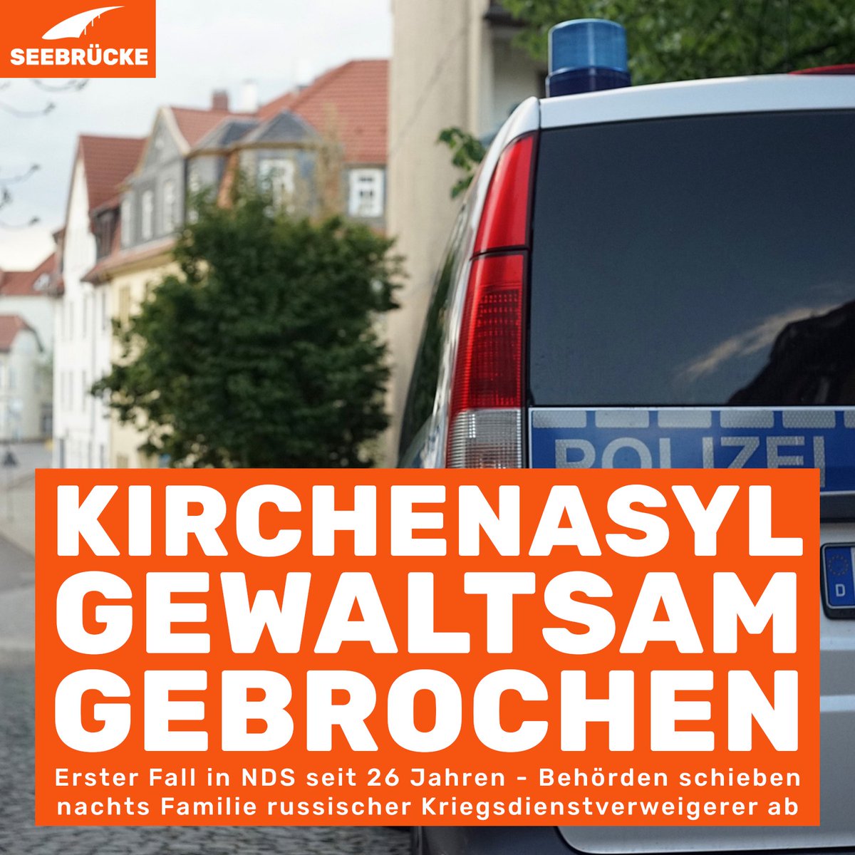 In der Nacht von vergangenem Sonntag auf Montag drang die Polizei in Niedersachsen das erste Mal seit 26 Jahren gewaltsam in eine Kirche ein, um eine Abschiebung durchzuführen. #Kirchenasyl