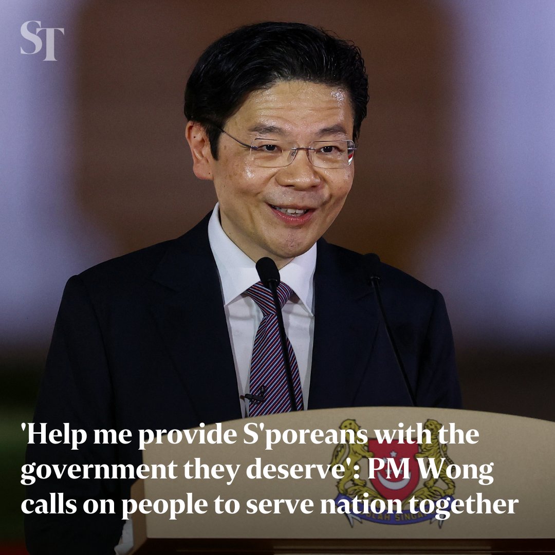PM Wong said one of his key priorities is to identify and persuade younger Singaporeans – those in their 30s and 40s – to join his team. “Let us make a difference, and serve our nation together,' he added. str.sg/KbtS