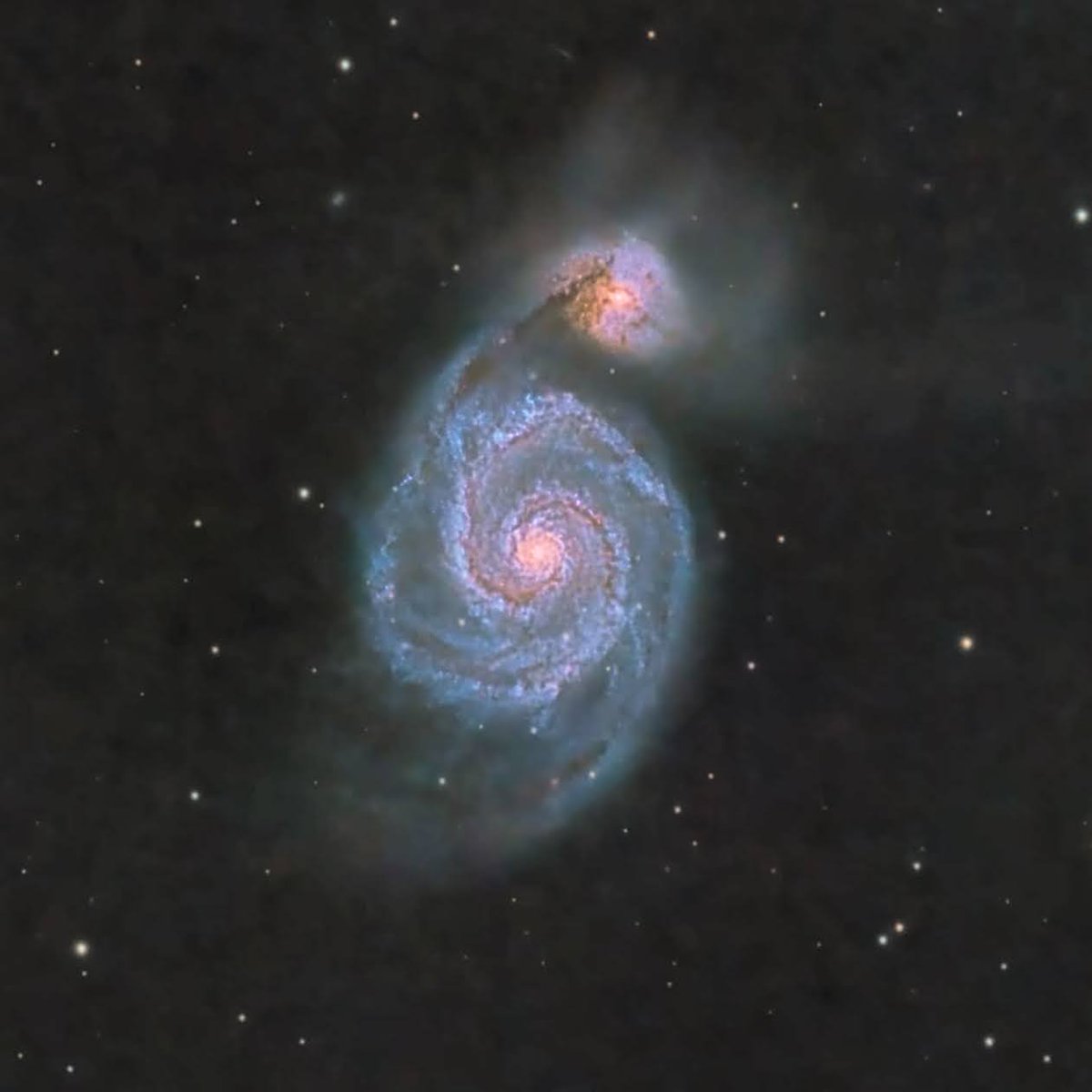 M51 captured from my back garden in #Devon over the weekend.  Reprocessed to improve colours #astrophotography
