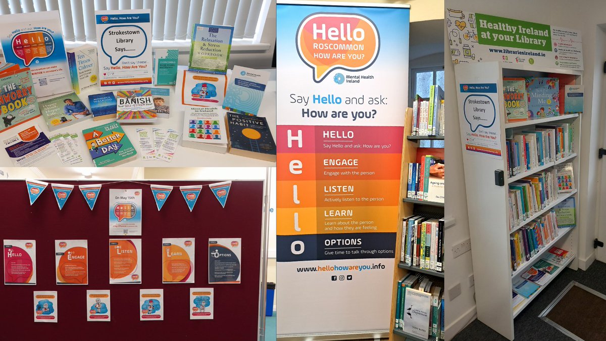 📢 Roscommon Libraries are delighted to support #HelloHowAreYou Day! ℹ Browse the #HealthyIrelandAtYourLibrary collection in your nearest Roscommon Library 🖱hellohowareyou.info #MentalHealthIreland #Connect #Support @roscommoncoco @LibrariesIre @MentalHealthIrl