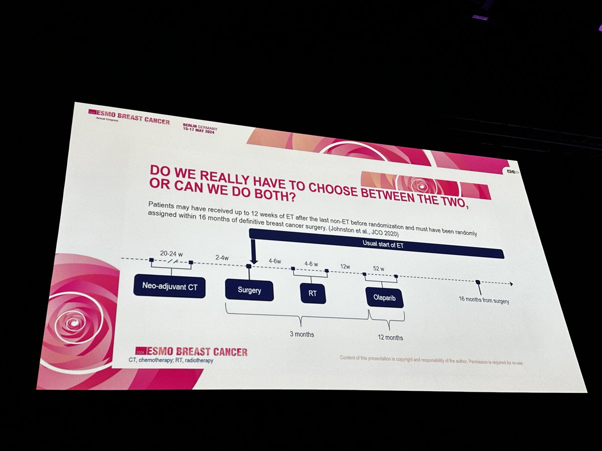 #ESMOBreast24 @CarmenCriscit provides excellent guidance in decision making between #olaparib and #abemaciclib in patients with early-stage high-risk HR+/HER2- #breastcancer with overlapping indications @E_de_Azambuja @ErikaHamilton9 @myESMO ⁩ #ESMOAmbassadors #bcsm