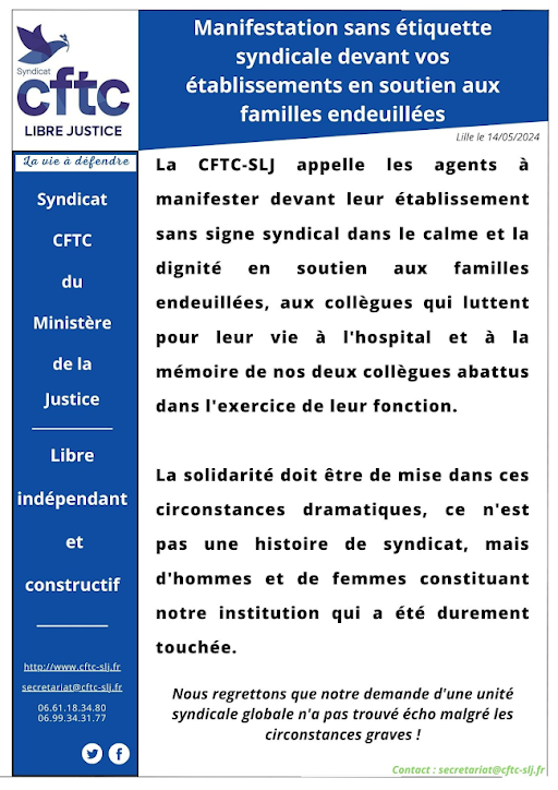 Condoléances et plein soutien aux familles touchées par le drame d'#Incarville. 
Je m'associe à la réaction de notre syndicat des personnels pénitentiaires : #CFTC Libre Justice.
La vive émotion et la colère ne doivent pas nous empêcher de nous interroger collectivement sur les
