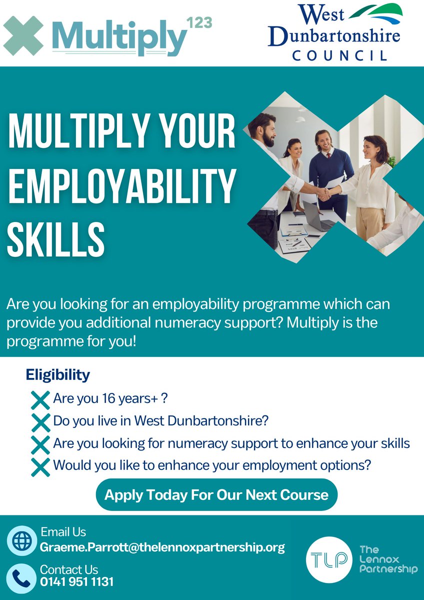 ********Exciting news!! ****WDC Multiply Programme eligible age limit lowered to 16!!!!! Multiply is a Numeracy and Employability Support Programme. Teaching Numeracy skills and ultimately guided service users into employment! 1st intake the 1st of June!!!