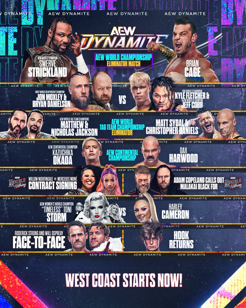 WEST COAST #AEW Fans #AEWDynamite starts RIGHT NOW! 8pm PT / 9pm MT / 10pm CT / 11pm ET If you missed the East Coast broadcast, watch it NOW on the @tbsnetwork app, West Coast feed! Download the app: tbs.com/apps