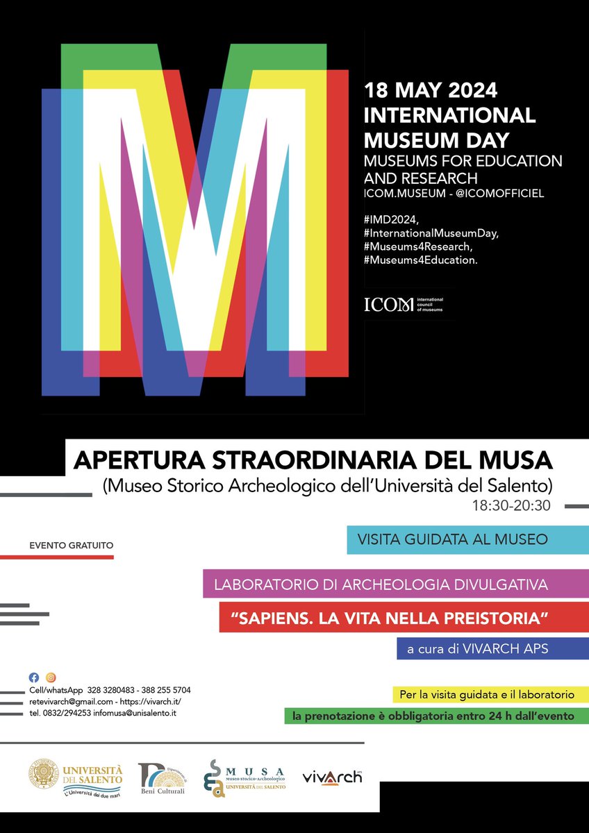 MusaUnisalento's tweet image. #IMD2024 🎉 
#InternationalMuseumsDay 
#Museums4Research 
#Museums4Education
#Icom