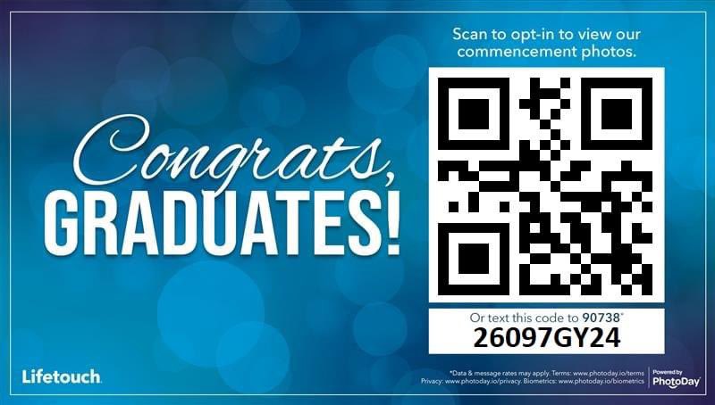 Lifetouch is excited to work with MCHS for our upcoming Grad Ceremony. SCAN or TEXT the code below to sign up for text to be notified about MCHS Commencement photos. A link will be sent to your mobile device w/all the information. All photo orders are online through Lifetouch.