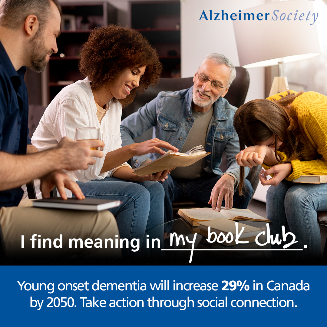 📚Research shows that staying socially connected is vital in keeping our minds healthy. This could mean taking up a cooking, music or dance class; joining a book club; or even scheduling in walks or games with family, neighbours or friends.

Learn more at alzheimercanada.donorsupport.co/page/C1_2024?_….
