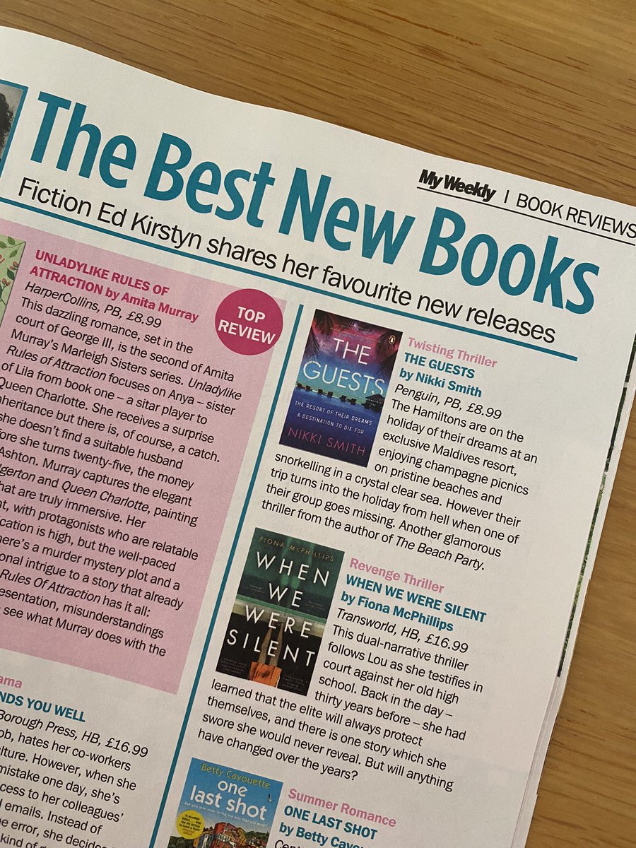 Delighted to see #TheGuests featured in @My_Weekly as one of their favourite releases amongst these other fabulous books. It publishes next Thursday - can’t wait! 😎🏝️😃