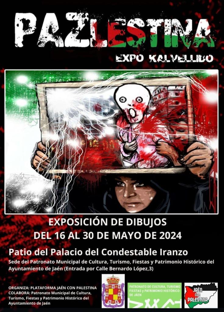Exposición de dibujos PAZLESTINA de Juan Kalvellido contra el #Genocidio y el #Apartheid.

¡Pásate! 🇵🇸✊🏽

#Nakba
#Palestina
#UJAcampada