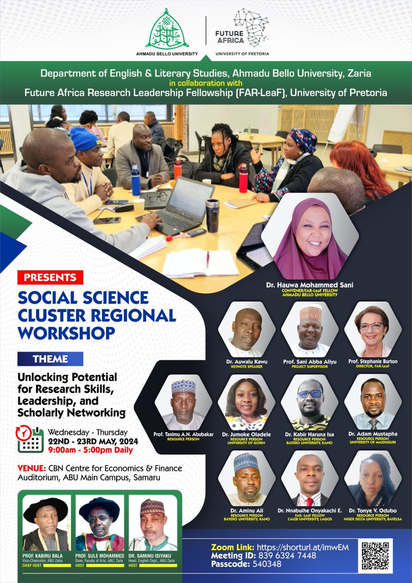 Join us | The next regional workshop by the FAR-LeaF cohort will be hosted in Nigeria. 

Social science cluster | scholarly research, leadership and networking. 
🗓️ 22 & 23 May 2024
📌Join online: bit.ly/4dJw6tO