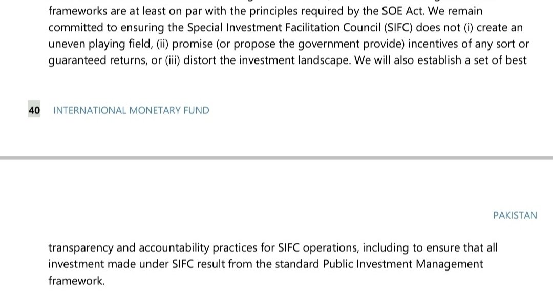 کیا #SIFC سرمایہ کاری کیلئے لیول پلئنگ فیلڈ نہیں فراہم کررہی؟ کیا #IPPs کی طرح پھر مخصوص سرمایہ کاروں کو گارنٹی شدہ منافع کا وعدہ کیاگیا؟ کیا معاشی ماحول مسخ کیا جارہاہے؟ کیا SIFC میں شفافیت، احتساب کانظام نہیں؟ جو حکومت کو #SIFC کے بارے #IMF کو یہ تحریری یقین دہانیاں دیناپڑیں؟👇